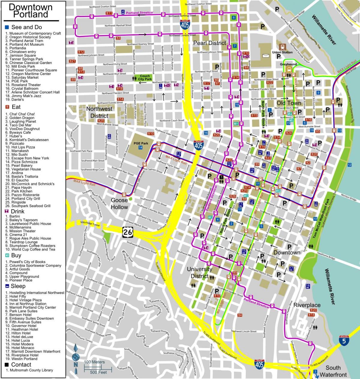zemljevid centru Portland