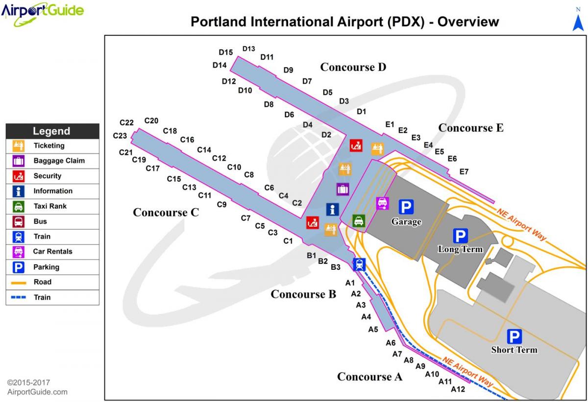 zemljevid mednarodno letališče Portland