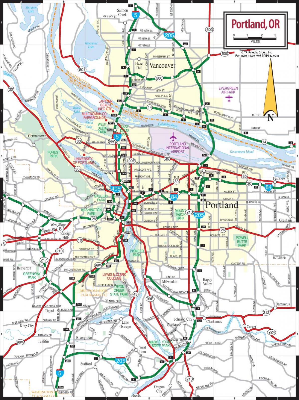 Portland Oregon metro zemljevid