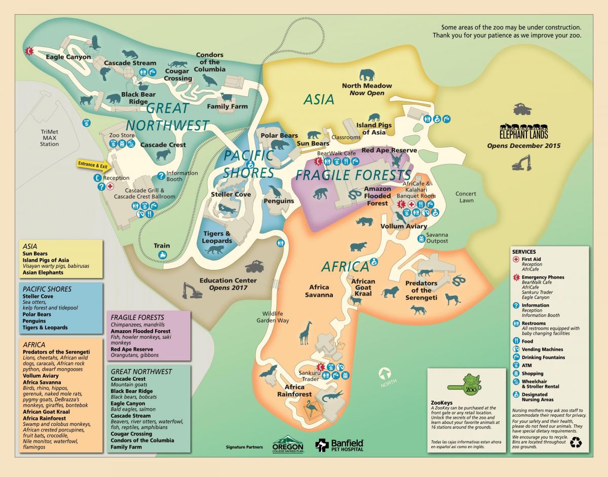zemljevid Oregon Živalskem vrtu