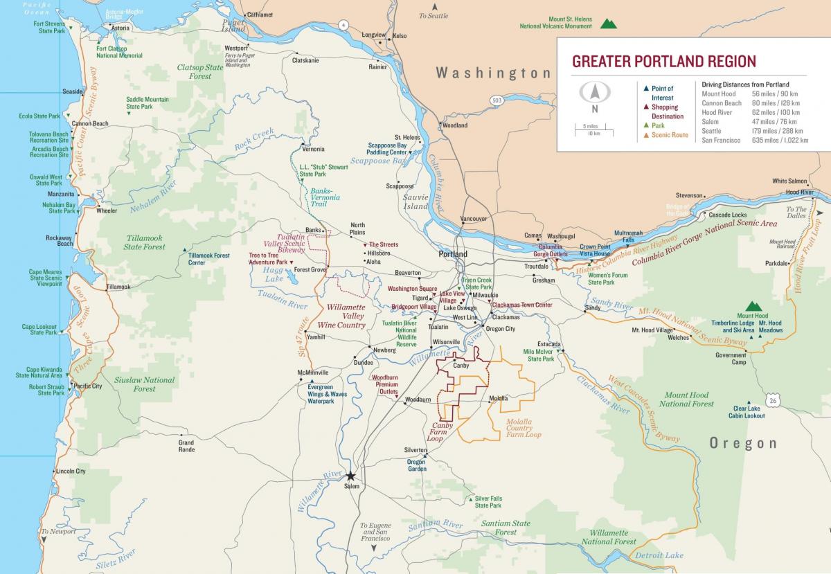 zemljevid Portland Oregon