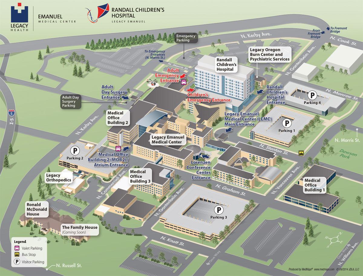 zemljevid Portland bolnišnici