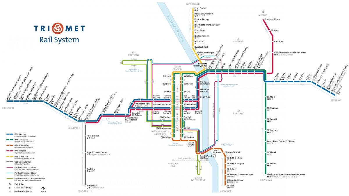 Portland zemljevid podzemne železnice