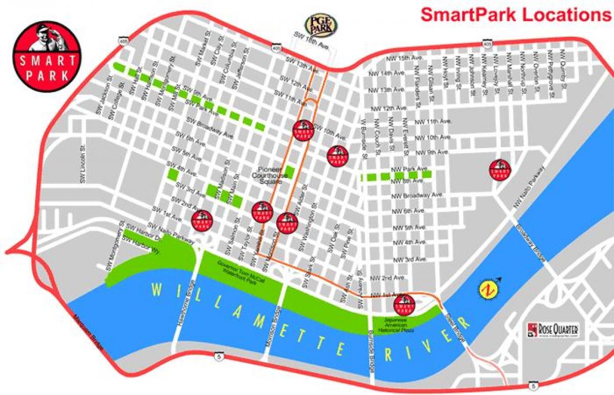 zemljevid Portland smart park