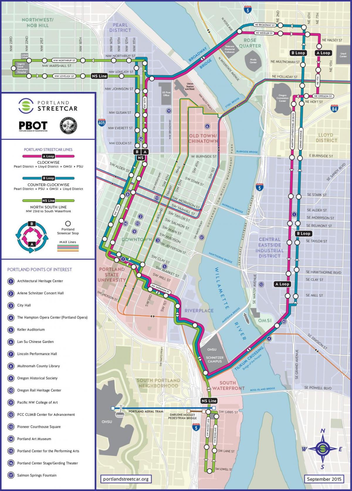 streetcar zemljevid Portland