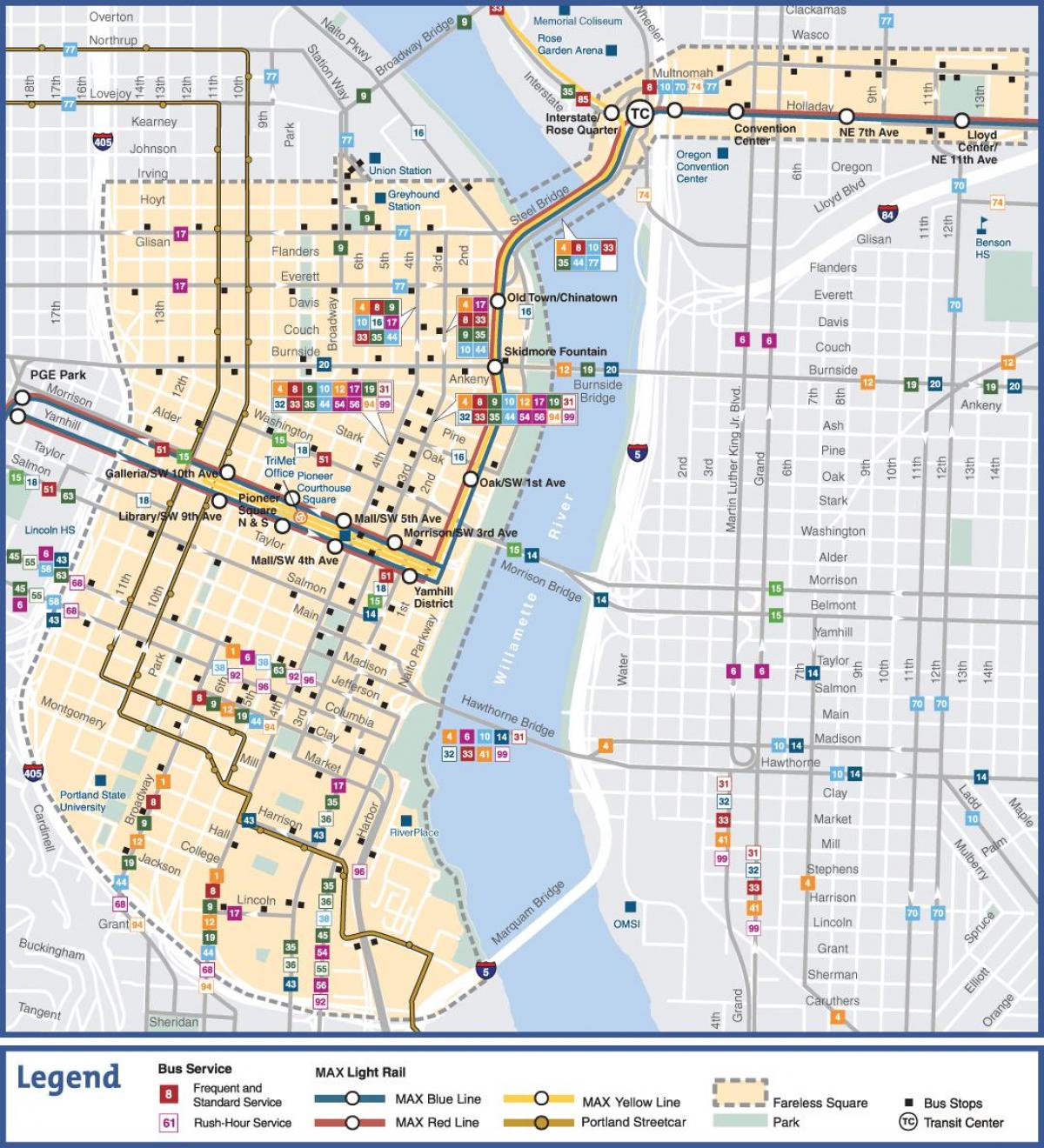 tranzitni zemljevid Portland