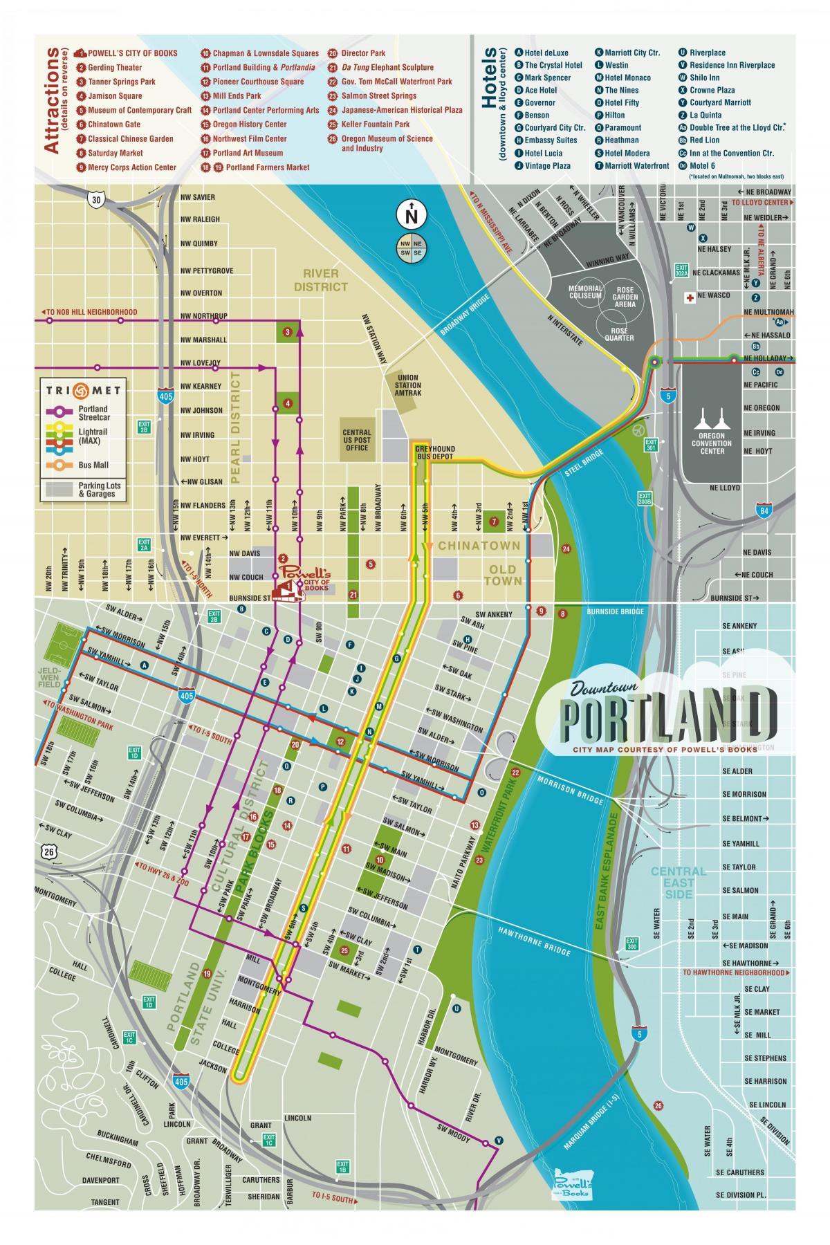 zemljevid Portland obiskovalcev