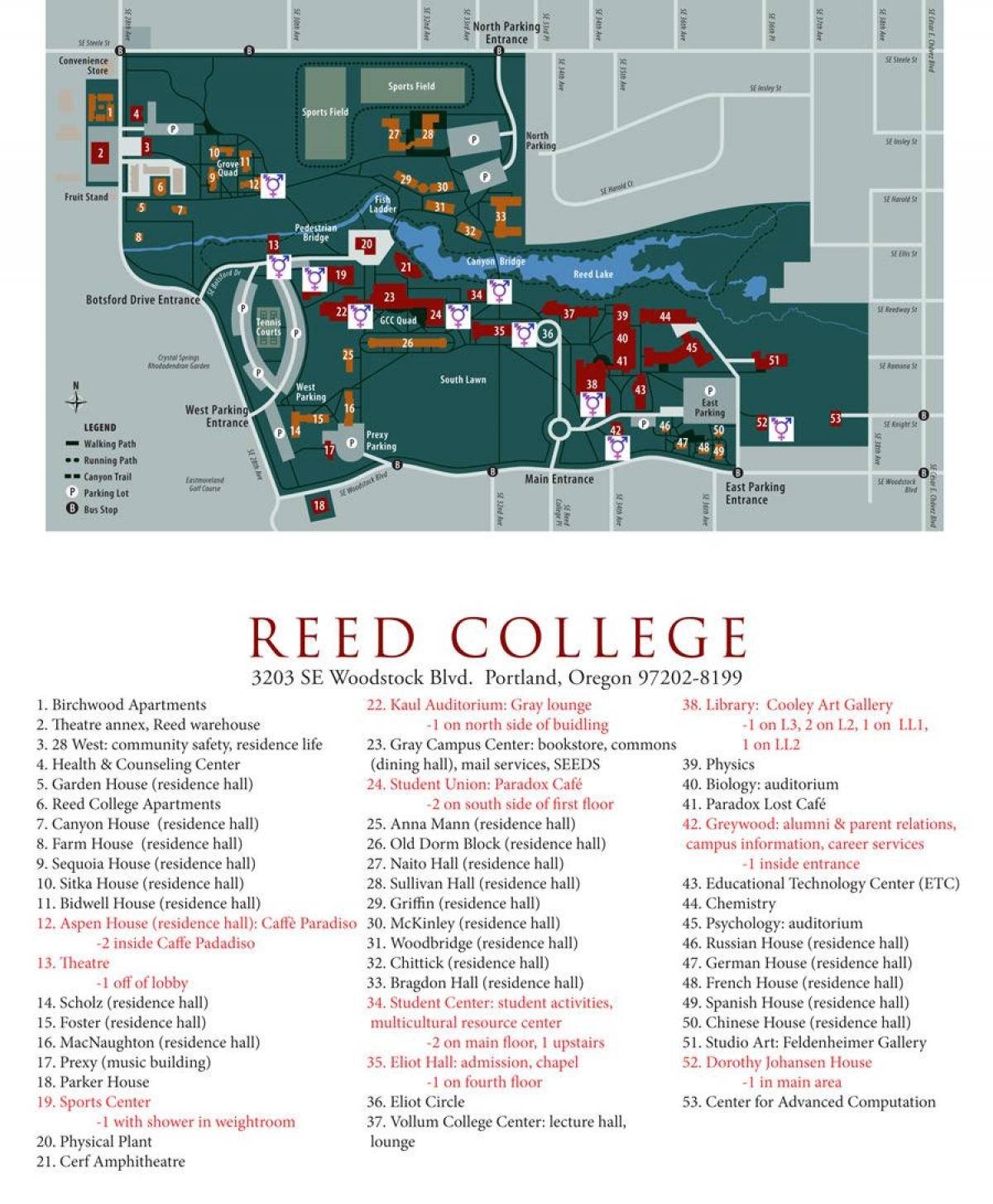 zemljevid reed College