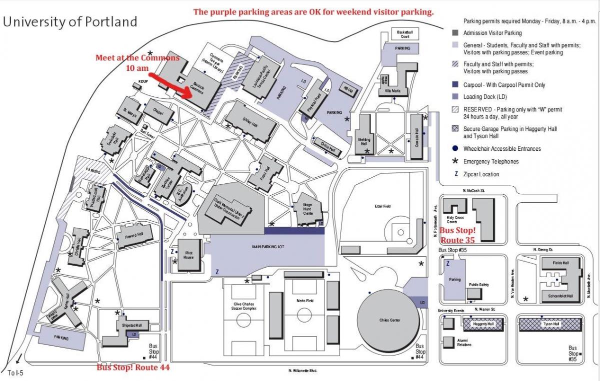 Univerza v Portland zemljevid