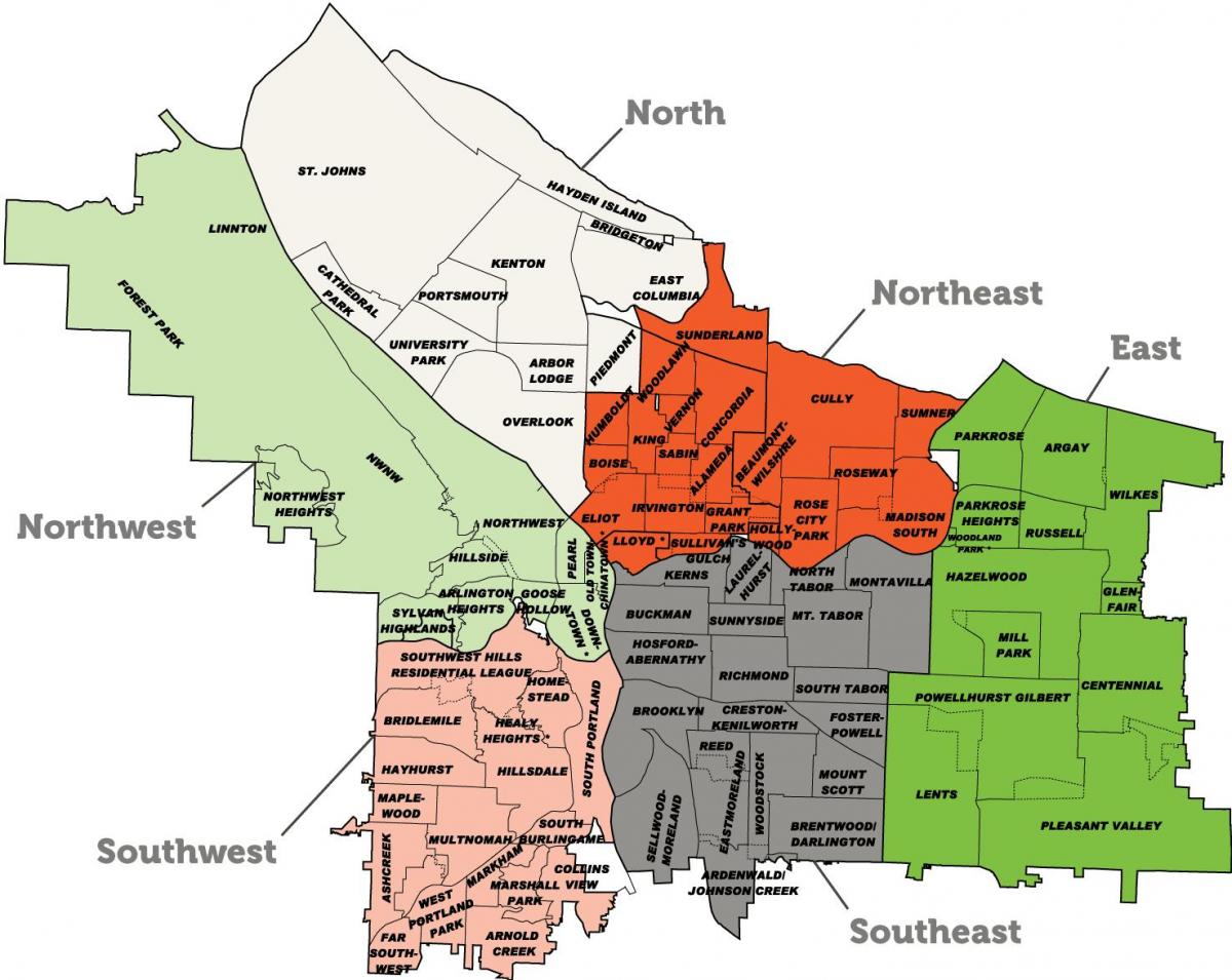 Portland predmestje zemljevid